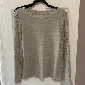 LOFT Cream Crew Neck Sweater Lightweight Knit